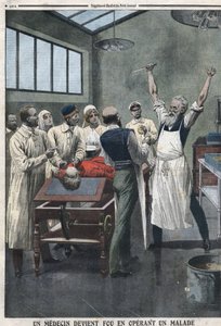 Lääkäri-kirurgi tuli hulluksi leikatessaan potilasta sairaalassa Razominissa, Tšitassa, Venäjällä tekijältä Artist Unknown