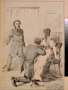 Aleksandr Puškin (1799-1837) (litografia) tekijältä Artist Unknown