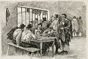 Argentiina (20. vuosisata). "Pulperia", kapakka ja viinakauppa. Kuvitus T.Tamarera. Kaiverrus tekijältä Artist Unknown