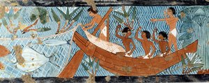 Egyptin taide: Seinen kalastus. Fac simile jäljennös d