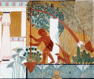 Egyptin taide: shadouf kaivon äärellä. Fac simile jäljennös d