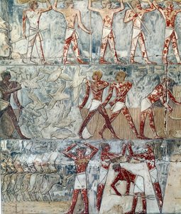 Egyptin taide: maatalouskohtaus, 6. dynastia tekijältä Artist Unknown