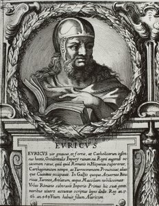 EURIC (420-484). Visigoottien kuningas (466-484). Kaiverrus. tekijältä Artist Unknown