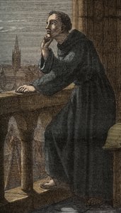 Englantilainen filosofi Roger Bacon Oxfordissa - Roger Bacon a oxford - fransiskaanimunkki, teologi, filosofi ja englantilainen tutkija (Ilchester, Somerset, n. 1214 Oxfordissa). tekijältä Artist Unknown