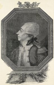Lafayette, Marie Joseph Gilbert Motie Motier, markiisi (1757-1834). Ranskalainen aristokraatti ja sotilas, liberaali aatemaailma. Etsaus tekijältä Artist Unknown