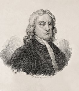 Newton, Sir Isaac (1642-1727). Englantilainen matemaatikko, fyysikko ja tähtitieteilijä; GUADAGNINI, Gaetano (1800-1860). Italialainen kaivertaja. Isaac Newtonin muotokuva, Gaetano Guadagninin teos. Kaiverrus. ITALIA. LOMBARDY. Milano. Civica Raccolta dell tekijältä Artist Unknown