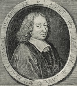 PASCAL, Blaise (1623-1662). Ranskalainen matemaatikko, fyysikko ja filosofi. Kaiverrus tekijältä Artist Unknown