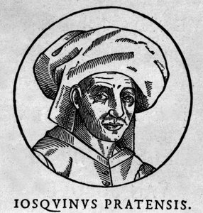 Josquin des Presin (Josquin Desprez, Jodocus Pratensis, o Jodocus da Prato) (1440-1521) muotokuva.xylographie. tekijältä Artist Unknown