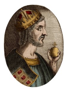 Justinianus I:n muotokuva - Justinianus I:n (Suuri) (Flavius Petrus Sabbatius Justinianus) (482-565), itäisen Rooman keisari, muotokuva tekijältä Artist Unknown