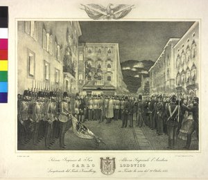 Arkkiherttua Karl Ludwigin juhlallinen vastaanotto Trentossa 20. lokakuuta 1855. tekijältä Artist Unknown