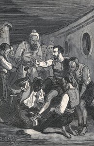Trinidadilaiset Fray Juan Gil ja Fray Anton de la Bella vapauttivat Cervantesin vankeudesta Algerissa vuonna 1580 (kaiverrus). tekijältä Artist Unknown