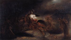 Lenore. Kuolleet matkustavat nopeasti, c. 1830. tekijältä Ary Scheffer