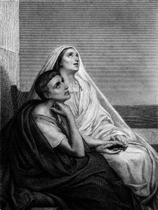 Saint Monique Saint Augustinin kanssa - Abbe Bougaudin Saint Moniquen historian etupuolella, Librairie Poussielgue 1866 tekijältä Ary Scheffer
