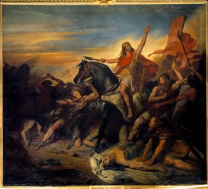 Tolbiacin taistelu, Clovisin voitto (466-511) alamaaneista (496). Ary Schefferin maalaus (1795-1858)