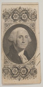 Seteliaihe: Muotokuva George Washingtonista koristepaneelissa, n. 1824-37.