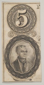 Seteliaiheet: numero 5 ja muotokuva Thayendanegeasta, n. 1824-37.