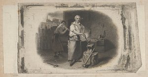 Setelivinjetti, jossa seppä ja tako, n. 1824-37.