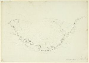 Vesuviuksen kaldera, Napoli, Italia, 1841 (grafiitti paperille).