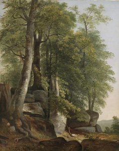 Maisema kivillä ja puilla, n. 1845 tekijältä Asher Brown Durand