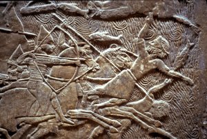 Ashurbanipal Til-Tuban taistelussa 650-620 eKr tekijältä Assyrian