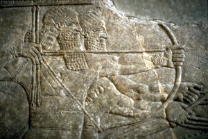 Kuningas Ashurnasirpal II kuninkaallisen leijonanmetsästyksen aikana, 650-620 eaa tekijältä Assyrian
