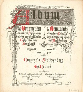 Albumi van Ornamenten en andere stylproeven uit de verschillende Tijdperken der Bouwkunst tekijältä Atelier Cuypers Stoltzenberg