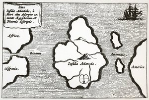 Atlantiksen kartta, "Mundus Subterraneus" tekijältä Athanasius Kircher