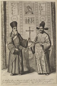 Matteo Ricci ja Xu Guangqi. Athanasius Kirchers China Illustratasta, 1667 tekijältä Athanasius Kircher