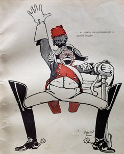 Poliisi täydessä virkapuvussa, Carlo Collodin teoksesta Pinokkion seikkailut, Italia.