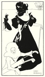 Suunnittelu golfkorttiin (kaiverrus) tekijältä Aubrey (after) Beardsley