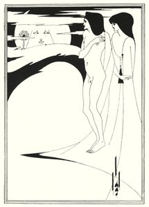 Nainen kuussa (kaiverrus) tekijältä Aubrey (after) Beardsley