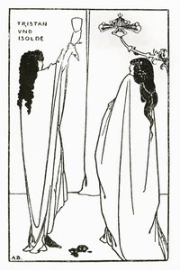 Tristanin ja Isolden toisto, kuvitus teoksesta "The Savoy", 1896 tekijältä Aubrey Beardsley