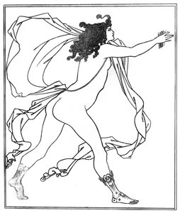 Apollo jahtaa Daphnea (kynä ja muste) tekijältä Aubrey Beardsley