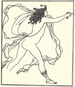 Apollo jahtaa Daphnea, 1896 tekijältä Aubrey Beardsley