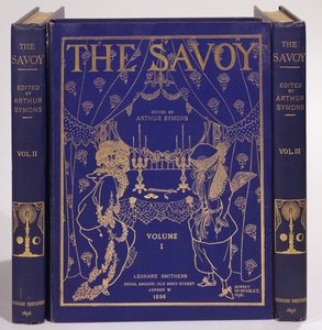 Kansisuunnittelu teokselle The Savoy, Volumes I-III, toimittanut Arthur Symons, julkaissut Leonard Smithers 1896 tekijältä Aubrey Beardsley