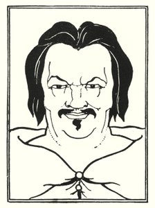 Kannen muotoilu, sivu tekijältä Aubrey Beardsley