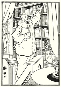 Suunnittelu "Pierrot" -lehden etukanteen tekijältä Aubrey Beardsley