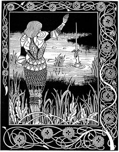 Lady of the Lake lunasti Excaliburin vuonna 1893 tekijältä Aubrey Beardsley