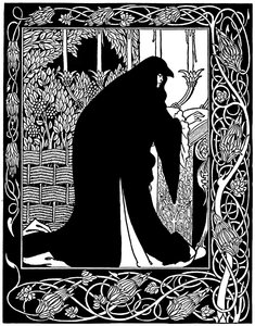 Kuinka kuningatar Guenever teki hänestä nunnan, piirros Sir Thomas Maloryn teoksesta "Le Morte d