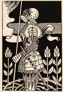 Arthurin ritari, valmistautuu taisteluun. tekijältä Aubrey Beardsley