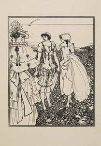 Dieppe Beachillä (Uimarit), viidenkymmenen piirroksen kirjasta tekijältä Aubrey Beardsley
