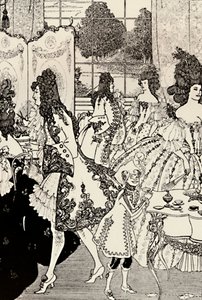 Lukon raiskaus. Aleksanteri paavi. Kynäpiirustus, 1896, 1923 tekijältä Aubrey Beardsley