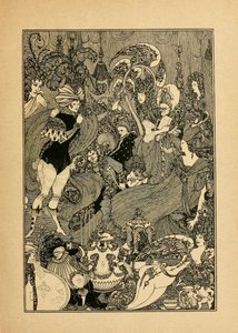 Lukon raiskaus. Kuvitus Alexander Popen pernaluolaan tekijältä Aubrey Beardsley