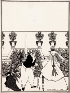 Amorin ajo puutarhasta valmisteleva piirustus The Savoyn kansikuvaksi, nro 3, heinäkuu 1896 tekijältä Aubrey Beardsley