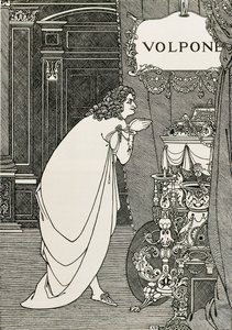 Ben Johnsonin kirjoittaman Volpone tai kettu (1609) nimisivu tekijältä Aubrey Beardsley