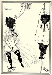 Kaksi ateenalaista naista hädässä. Kuvitus The Lysistrata of Aristophanes, 1896 tekijältä Aubrey Beardsley