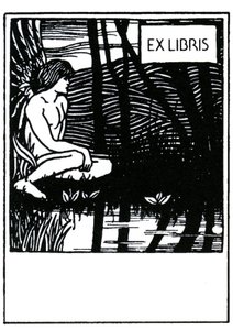 Aubrey Beardsleyn (1872-1898) vinjetti-exlibris (ex-libris) tekijältä Aubrey Beardsley