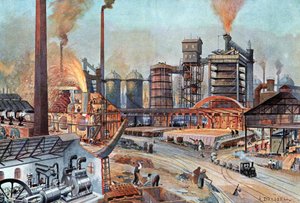 Terästeollisuus Saksassa, noin 1880 (kuva).