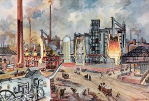 Terästeollisuus Saksassa, noin 1880 (kuva).