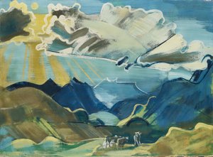Balmalp Schächentalin ja Uri Rotstockin kanssa, 1927-28 (savimaali kankaalle) tekijältä August Babberger